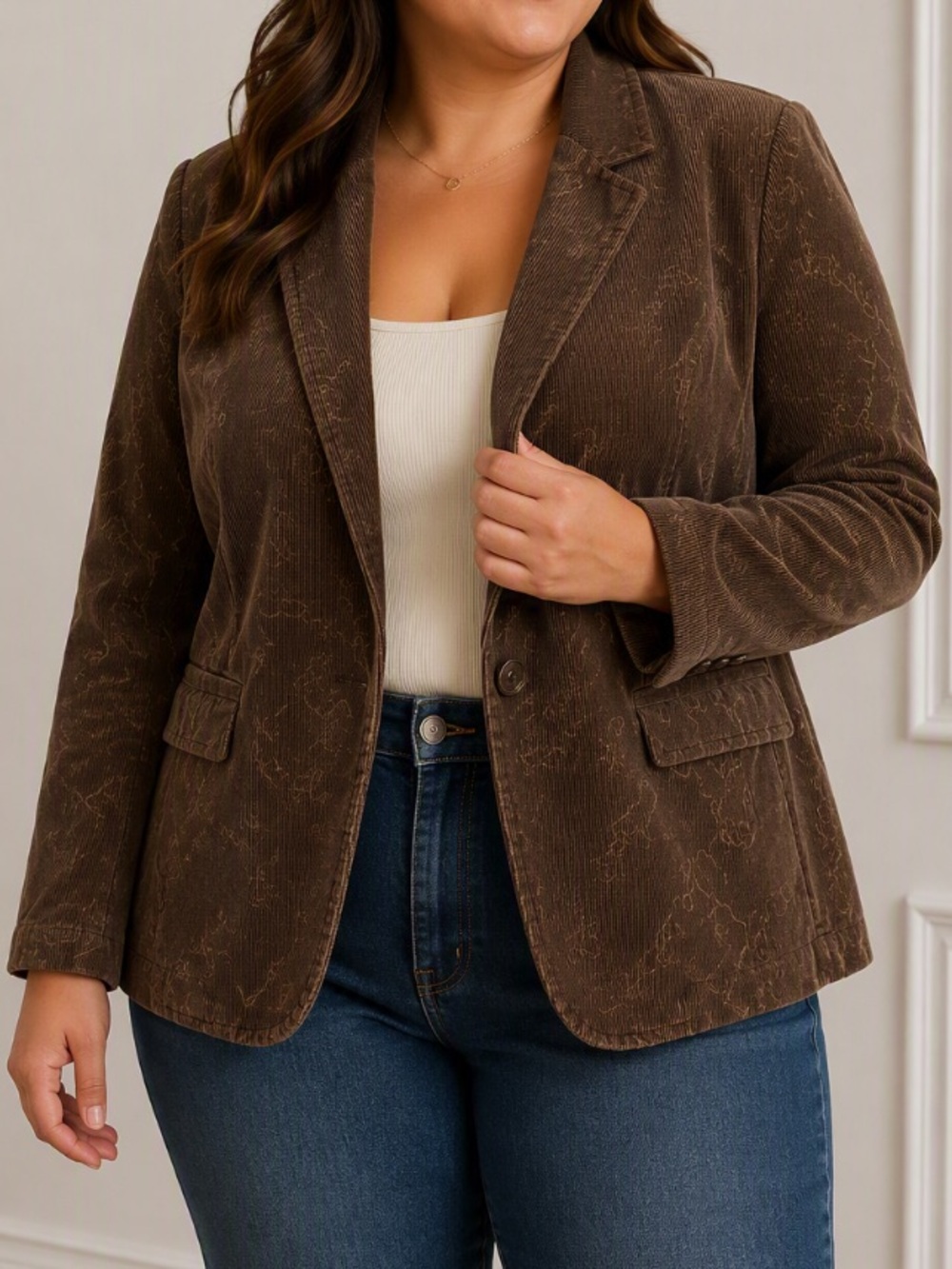 Ruff Hewn Brown/Olive Corduroy Blazer with Dark Metal Button